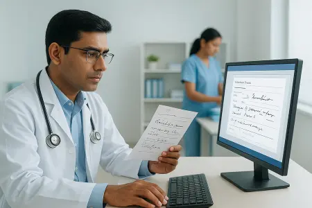 A multispecialty clinic automated data extraction from handwritten prescriptions using AI-driven OCR in English and Tamil. Manual entry time reduced by over 60%, enabling safer e-prescribing and improved billing accuracy.