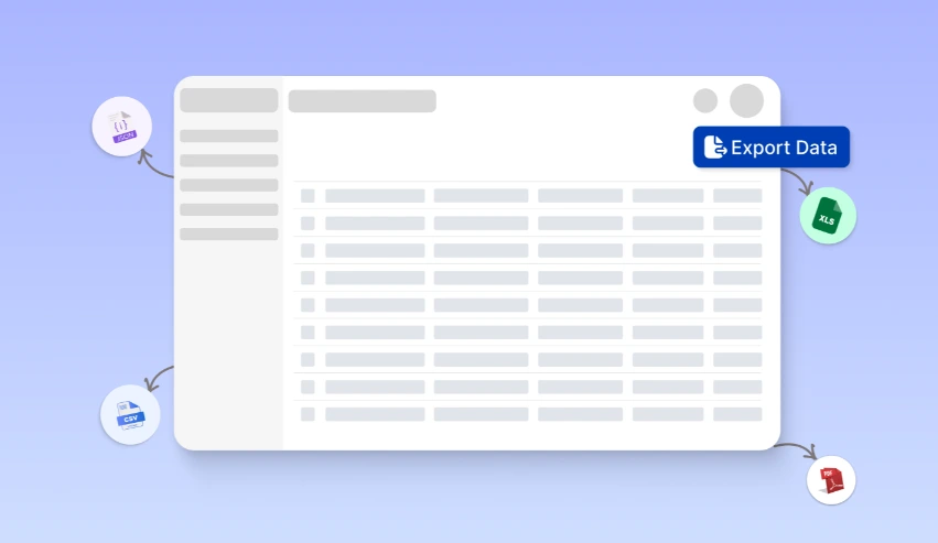 Resume parser interface with export options to JSON, CSV, Excel, and PDF, enabling easy integration with ATS or recruitment systems for streamlined hiring workflows.